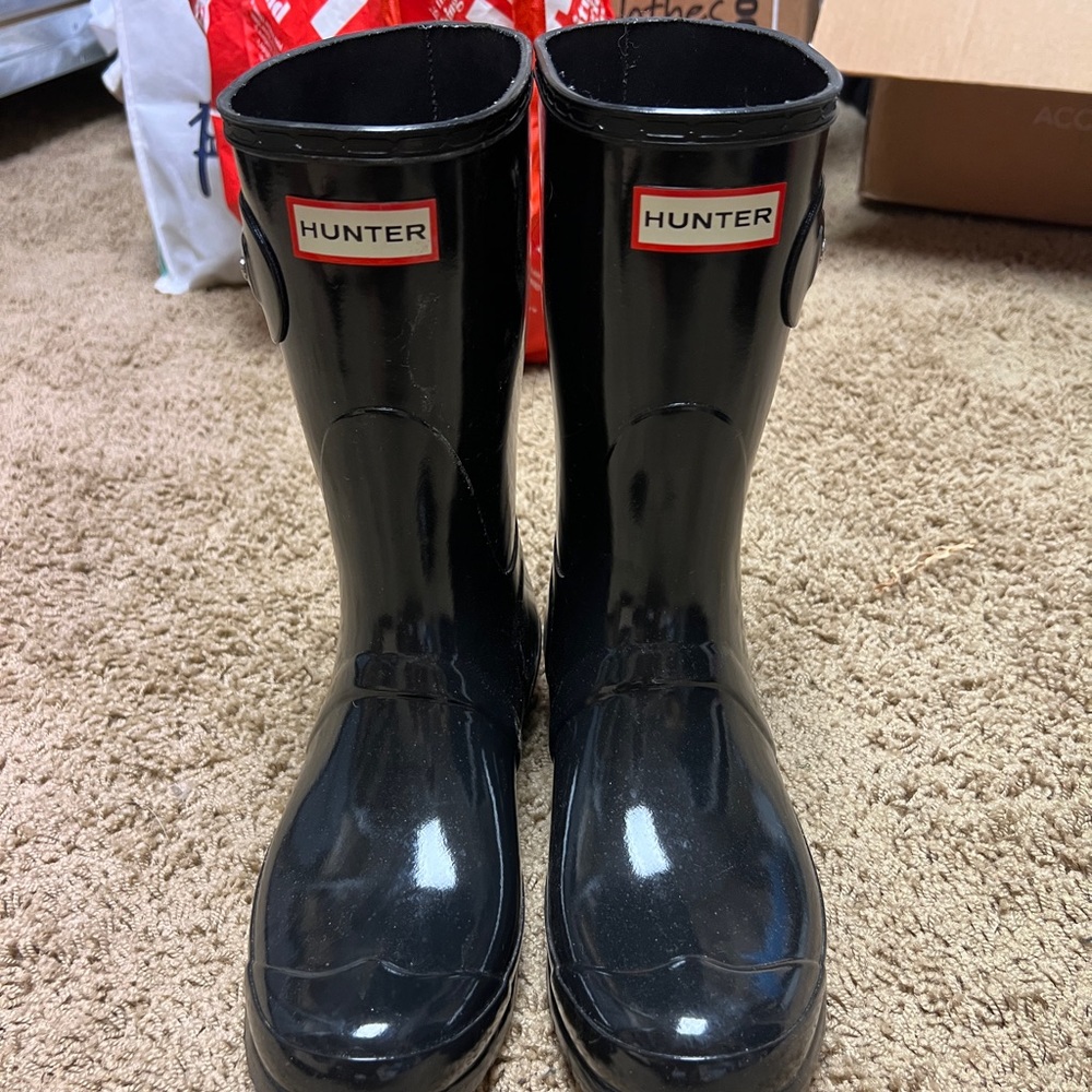 hunter boots black glossy